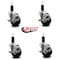 Service Caster 3.5'' Phenolic Swivel 1-1/4'' Expanding Stem Caster Set with Brake, 4PK SCC-EX20S3514-PHS-TLB-114-4 - alternate 4
